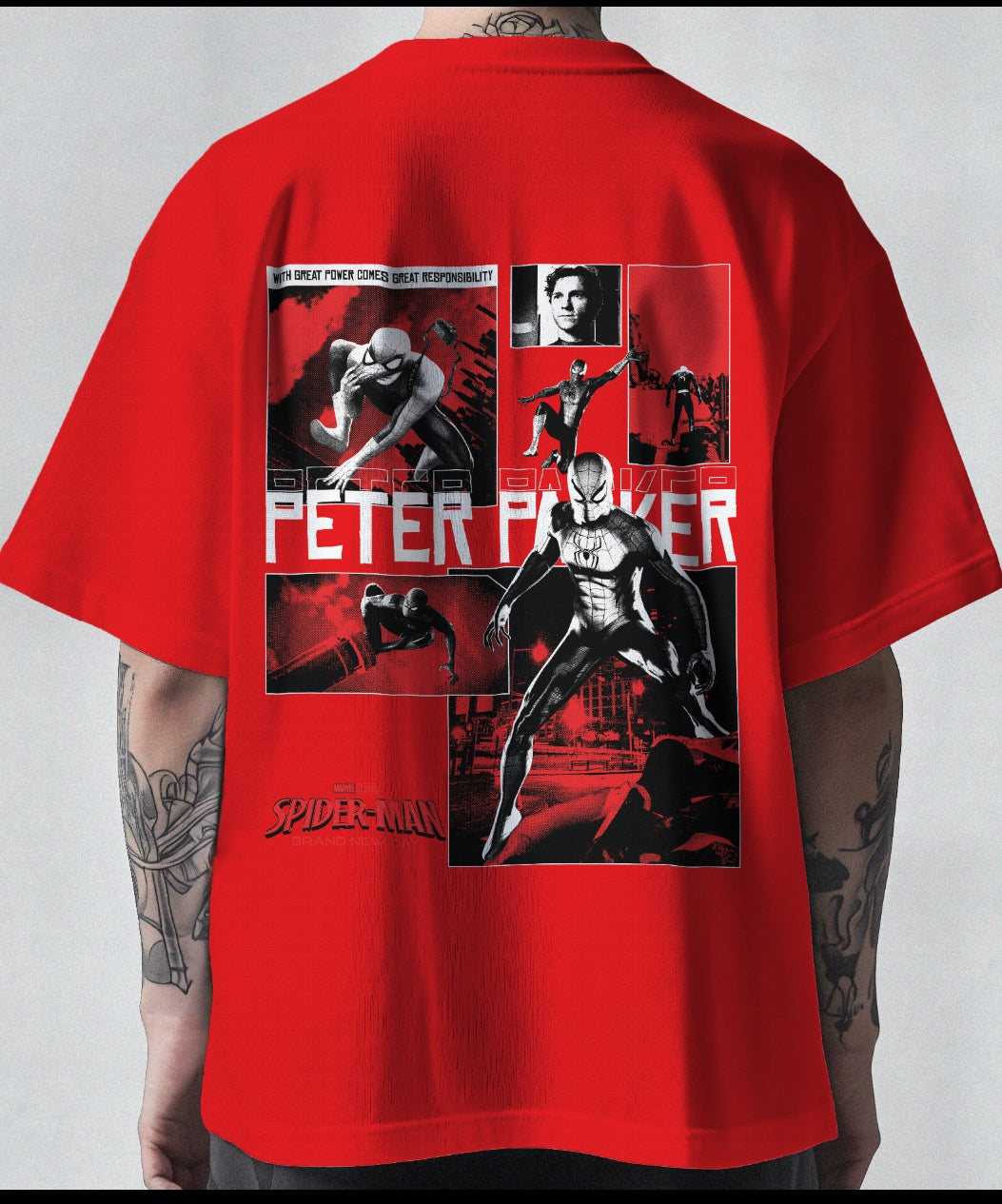 Peter Parker Spiderman Graphic Design T-Shirt