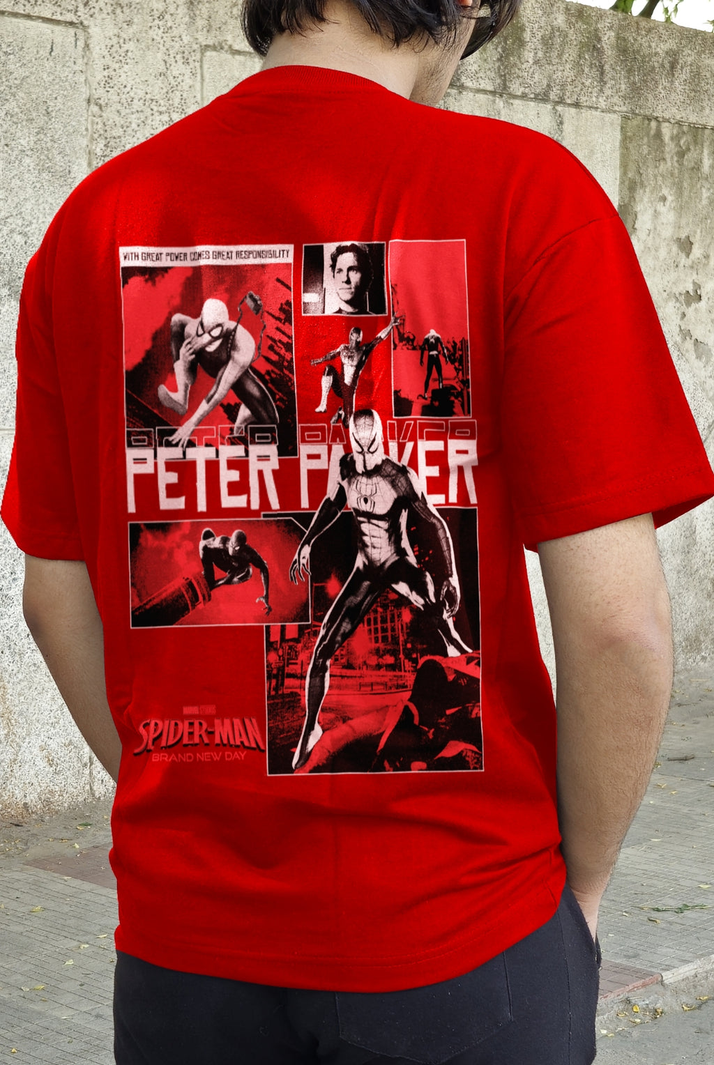Peter Parker Spiderman Graphic Design T-Shirt